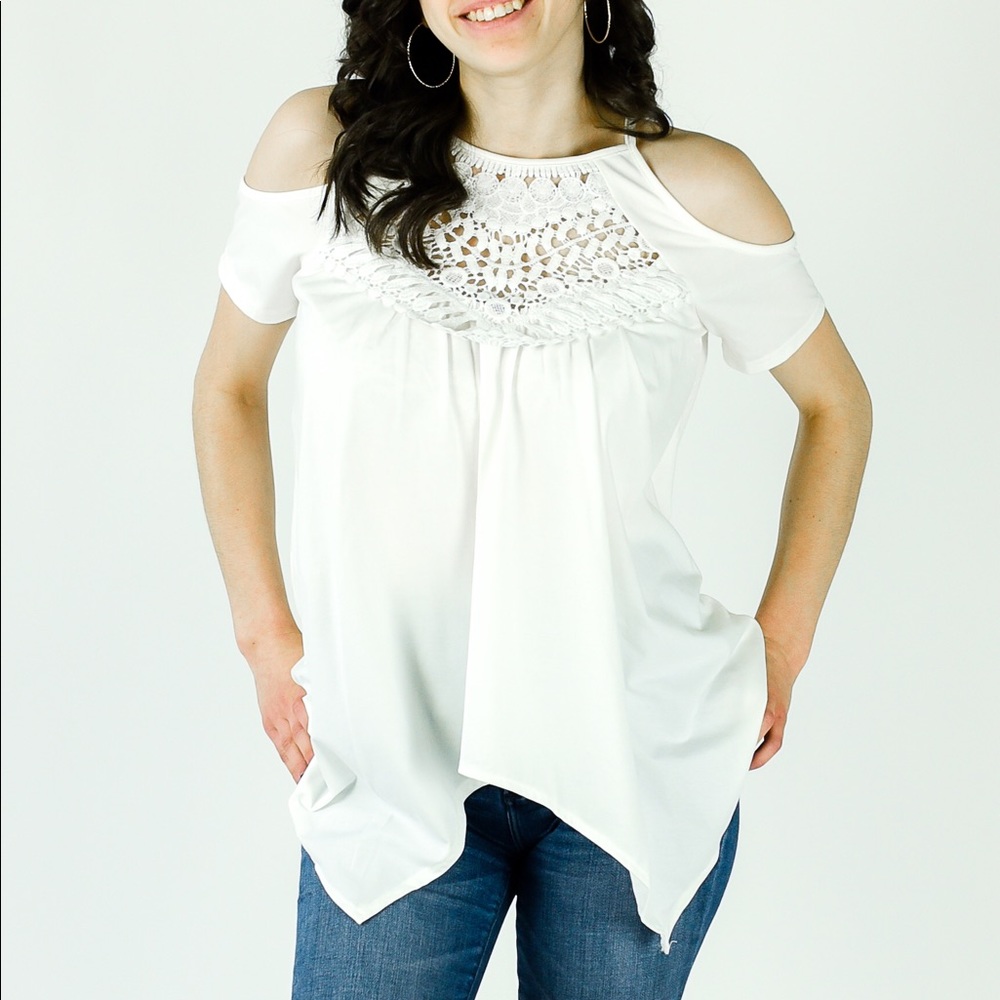 Sale! White Cold Shoulder Top
